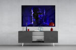 Iconic Michael Jordan panel catching lamp light to reveal its electric stillness
