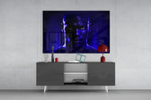 Iconic Michael Jordan panel catching lamp light to reveal its electric stillness