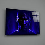 Heroic-portrait panel bringing electric stillness to a contemporary home gym