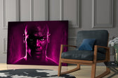 Iconic Michael Jordan glass print enhancing a sports bar nook with cinematic mood