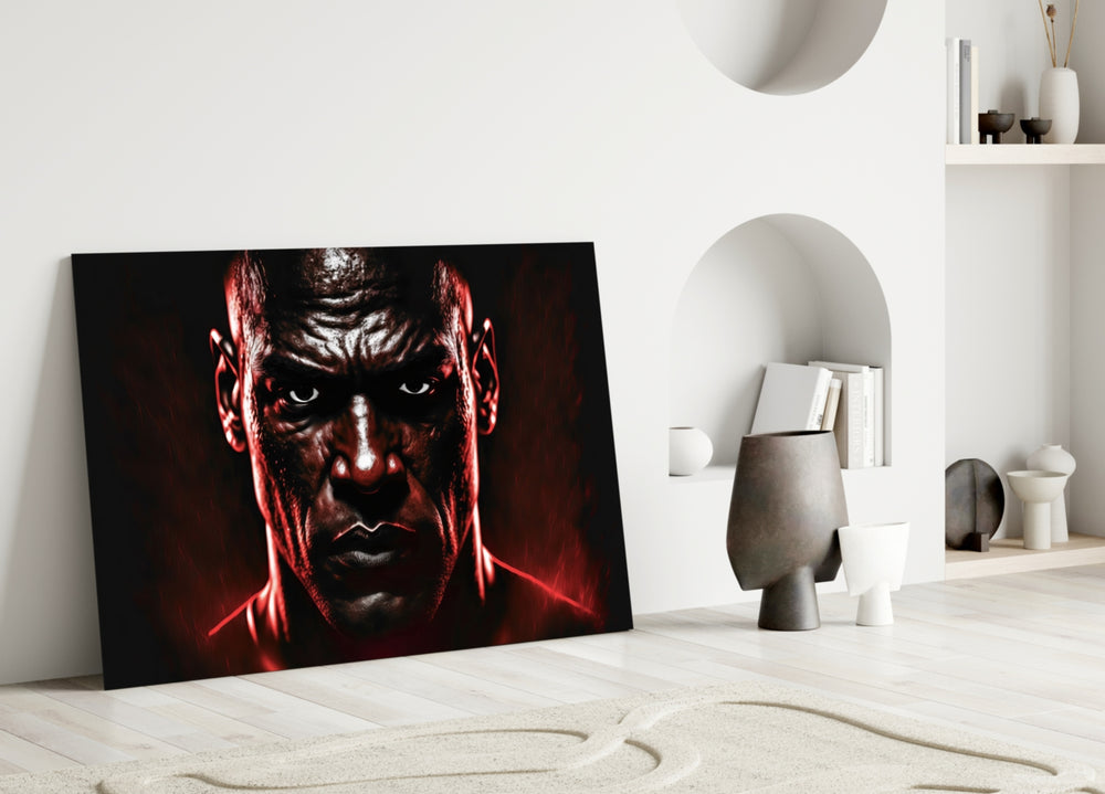 Iconic Michael Jordan close-up showing bowed head with crimson rim-light