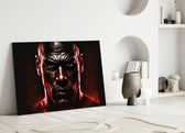Iconic Michael Jordan close-up showing bowed head with crimson rim-light