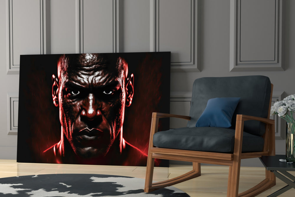 Iconic Michael Jordan glass print enhancing a sports bar nook with cinematic mood