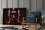 Iconic Michael Jordan glass print enhancing a sports bar nook with cinematic mood