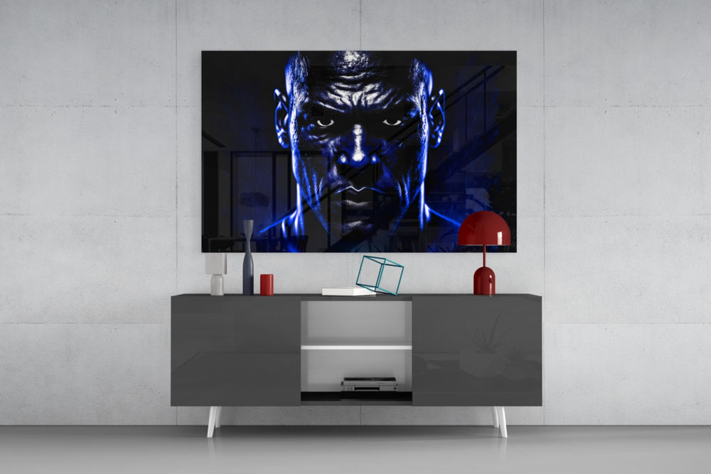 Iconic Michael Jordan panel catching lamp light to reveal its electric gravity