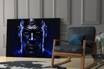 Iconic Michael Jordan glass print enhancing a sports bar nook with cinematic mood