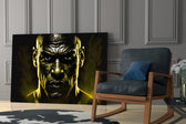 Iconic Michael Jordan glass print enhancing a sports bar nook with cinematic mood