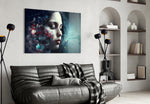 Butterfly Dreams glass wall art styled above a console in a hallway