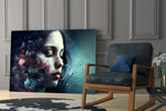 Butterfly Dreams glass print enhancing a powder room with cinematic mood