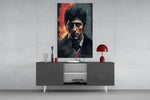Al Pacino panel catching lamp light to reveal its kinetic gravity