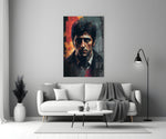 Al Pacino close-up showing brooding stare with ember-orange flares