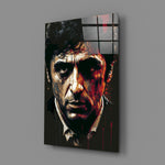 Cinematic-portrait panel bringing kinetic weight to a contemporary home theater