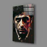Cinematic-portrait panel bringing kinetic weight to a contemporary home theater
