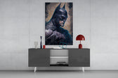 Batman panel catching lamp light to reveal its solitary gravity
