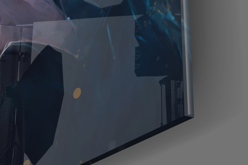 Batman artwork anchoring a wall with dark dramatic palette