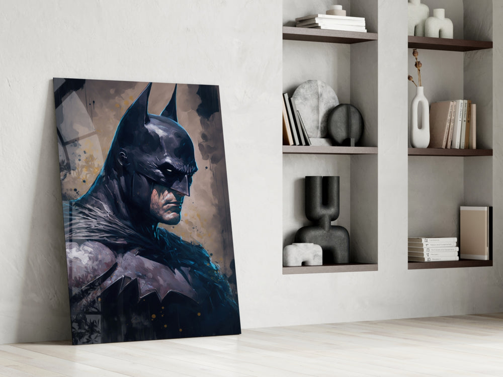 Batman glass print enhancing a study with cinematic mood