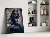 Batman glass print enhancing a study with cinematic mood