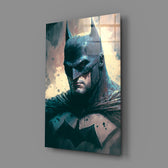 Comic-noir panel bringing watchful gravity to a contemporary home theater