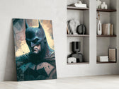 Batman glass print enhancing a study with cinematic mood