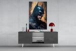 Batman panel catching lamp light to reveal its kinetic gravity