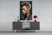 Tyler Durden panel catching lamp light to reveal its anarchic charge
