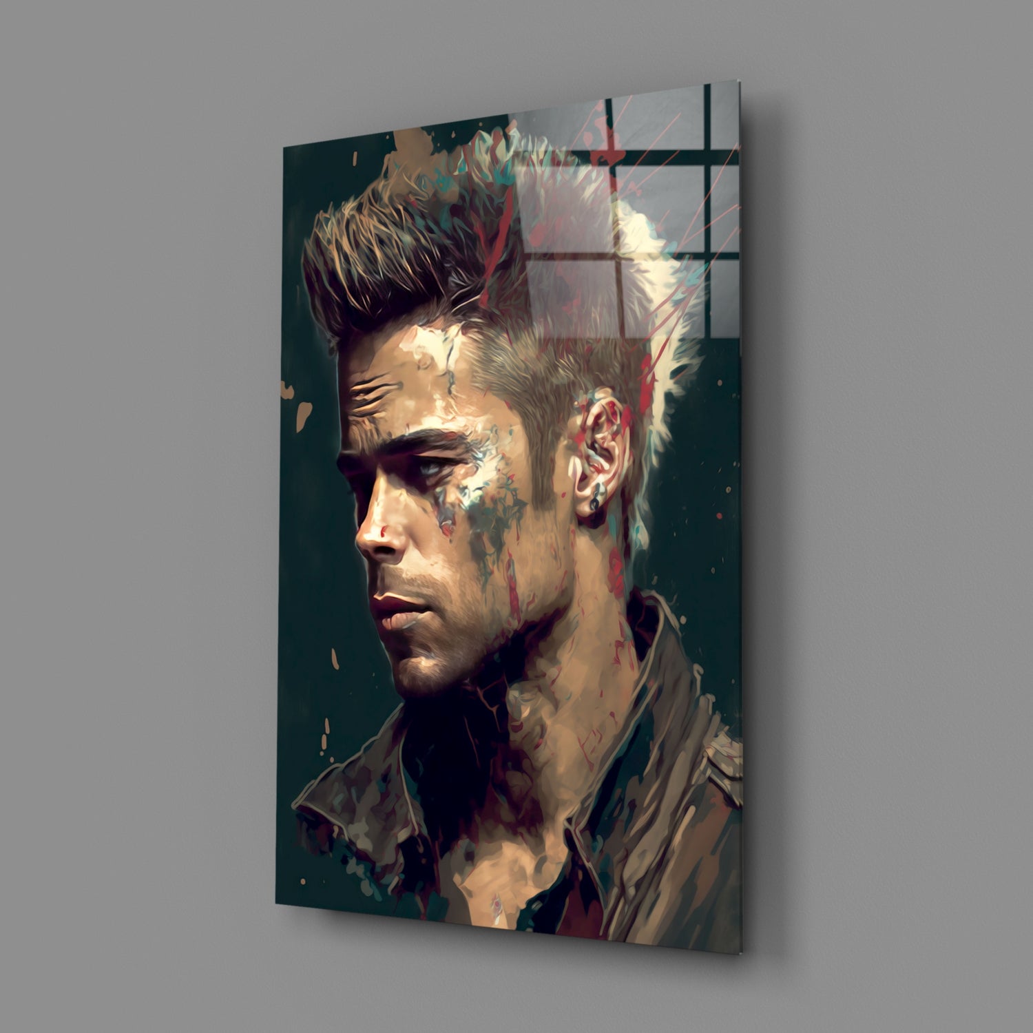 Fight Club - Tyler Durden Glass Wall Art  || Designer Collection.