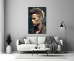 Tyler Durden close-up showing spike-haired punk profile with crimson splatters