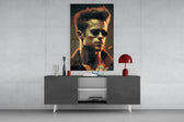 Tyler Durden panel catching lamp light to reveal its kinetic swagger