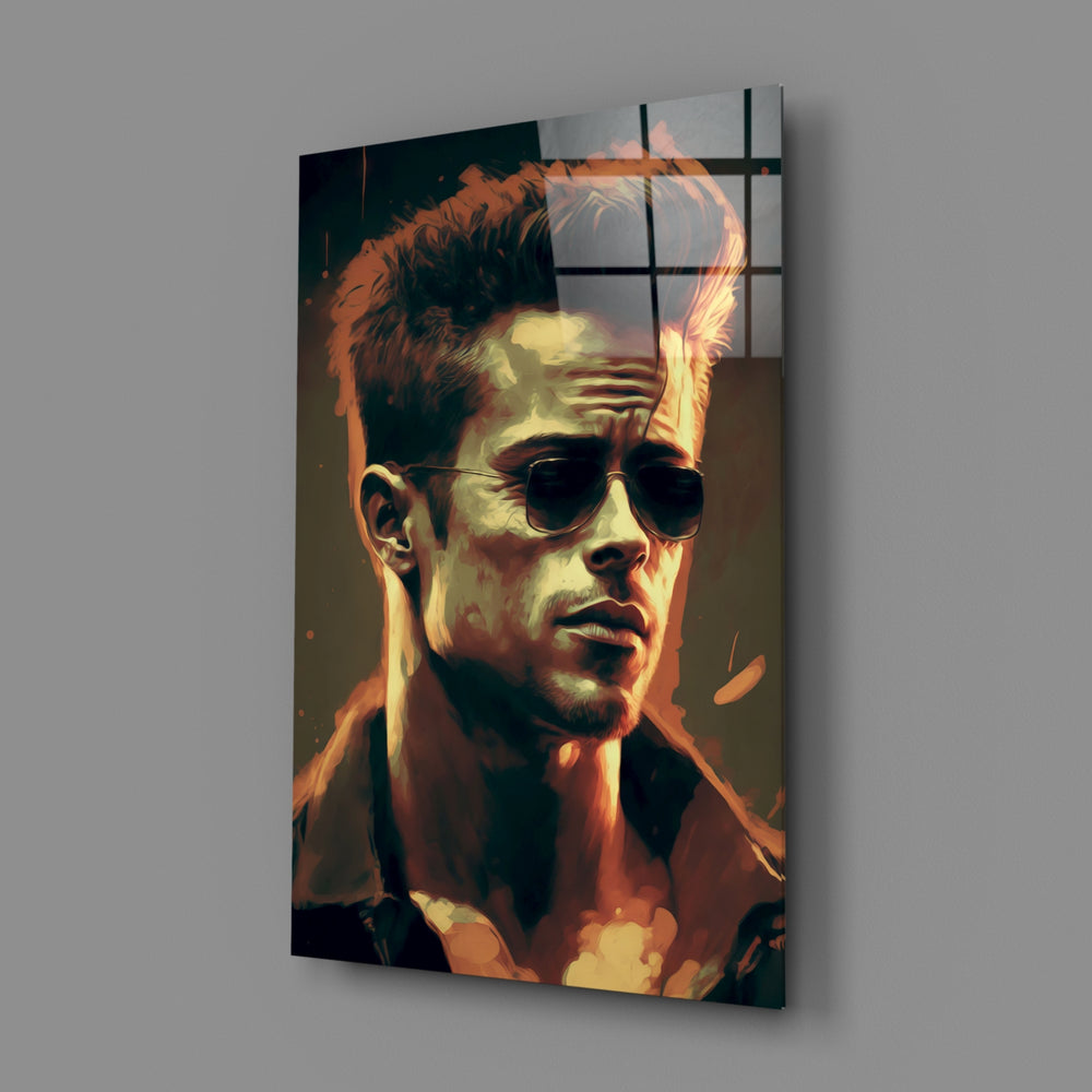 Cinematic-portrait panel bringing kinetic swagger to a contemporary home theater