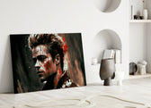 Tyler Durden close-up showing spike-haired profile with crimson splatters