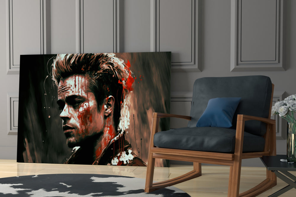 Fight Club Tyler Durden glass print enhancing a hallway with cinematic mood