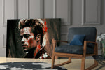 Fight Club Tyler Durden glass print enhancing a hallway with cinematic mood