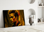Tyler Durden close-up showing spike-haired profile in golden amber haze