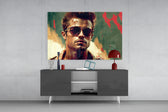Fight Club Tyler Durden panel catching lamp light to reveal its sun-warmed grit