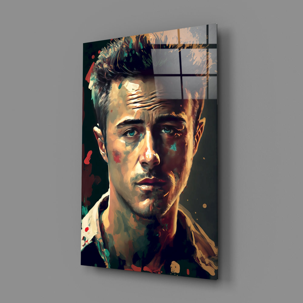 Cinematic-portrait panel bringing insomniac gravity to a contemporary home theater