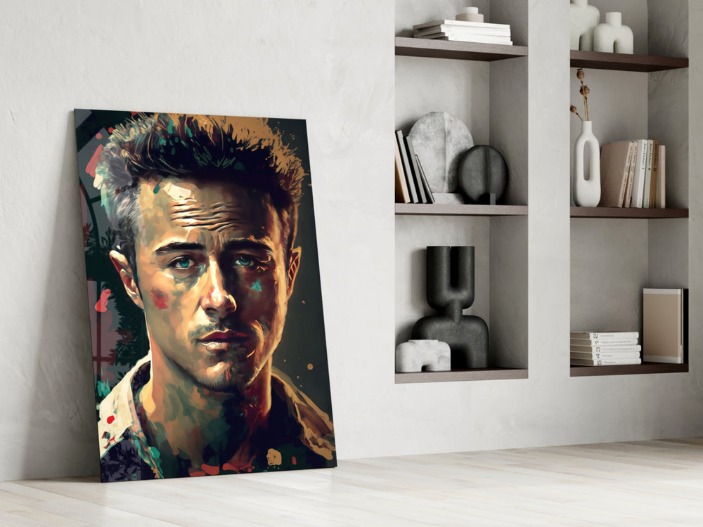 Fight Club Norton glass print enhancing a hallway with cinematic mood