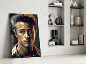 Fight Club Norton glass print enhancing a hallway with cinematic mood