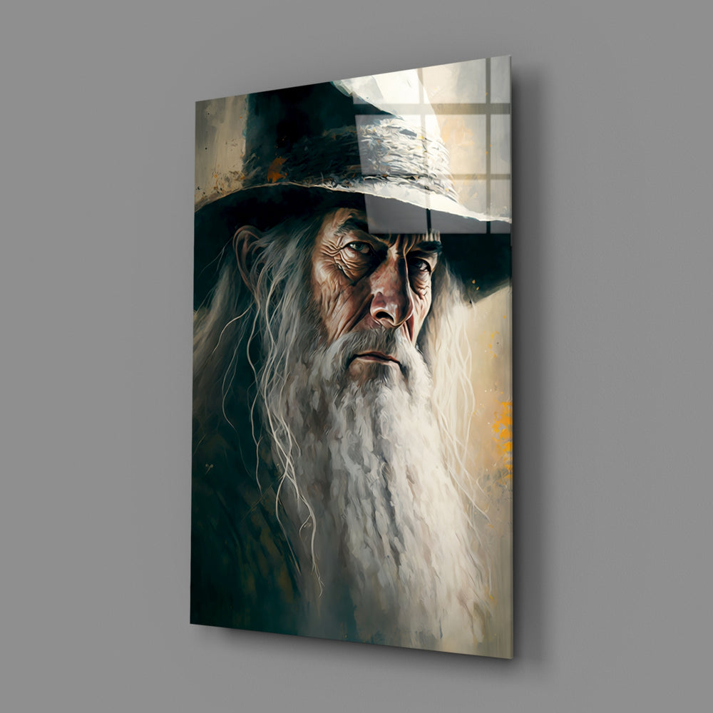 Fantasy-portrait panel bringing mythic gravity to a contemporary living room