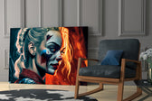 Harley Quinn glass print enhancing a hallway with cinematic mood