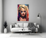 Harley Quinn close-up showing steady stare with kohl-smeared eyes and buckle choker