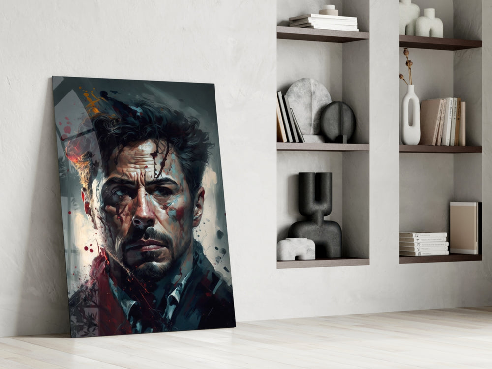 The Iron glass print enhancing a hallway with cinematic mood