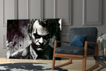 Joker glass print enhancing a hallway with cinematic mood