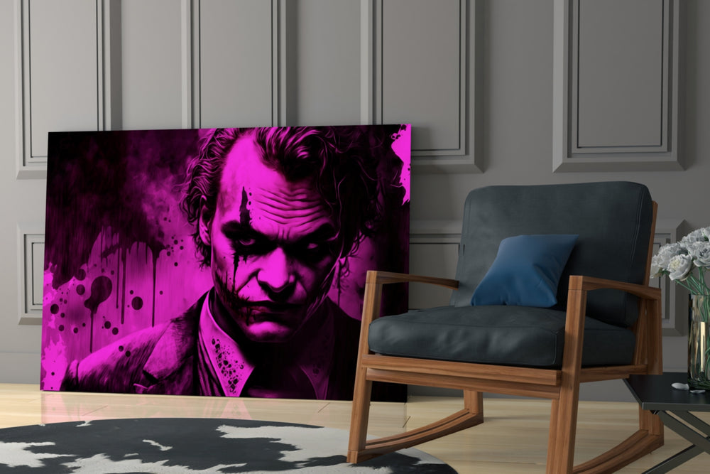 Joker glass print enhancing a hallway with cinematic mood