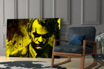 Joker glass print enhancing a hallway with cinematic mood