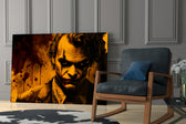 Joker glass print enhancing a hallway with cinematic mood