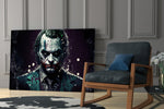 Joker glass print enhancing a hallway with cinematic mood