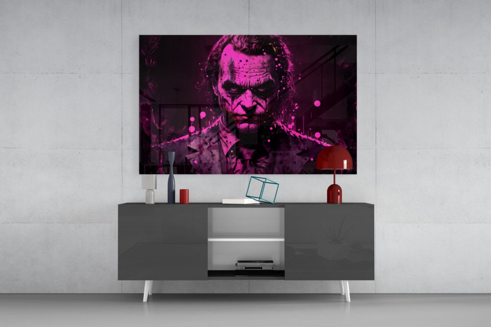Joker panel catching lamp light to reveal its electric malice