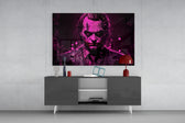 Joker panel catching lamp light to reveal its electric malice