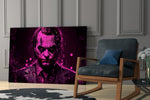 Joker glass print enhancing a hallway with cinematic mood