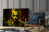 Joker glass print enhancing a hallway with cinematic mood
